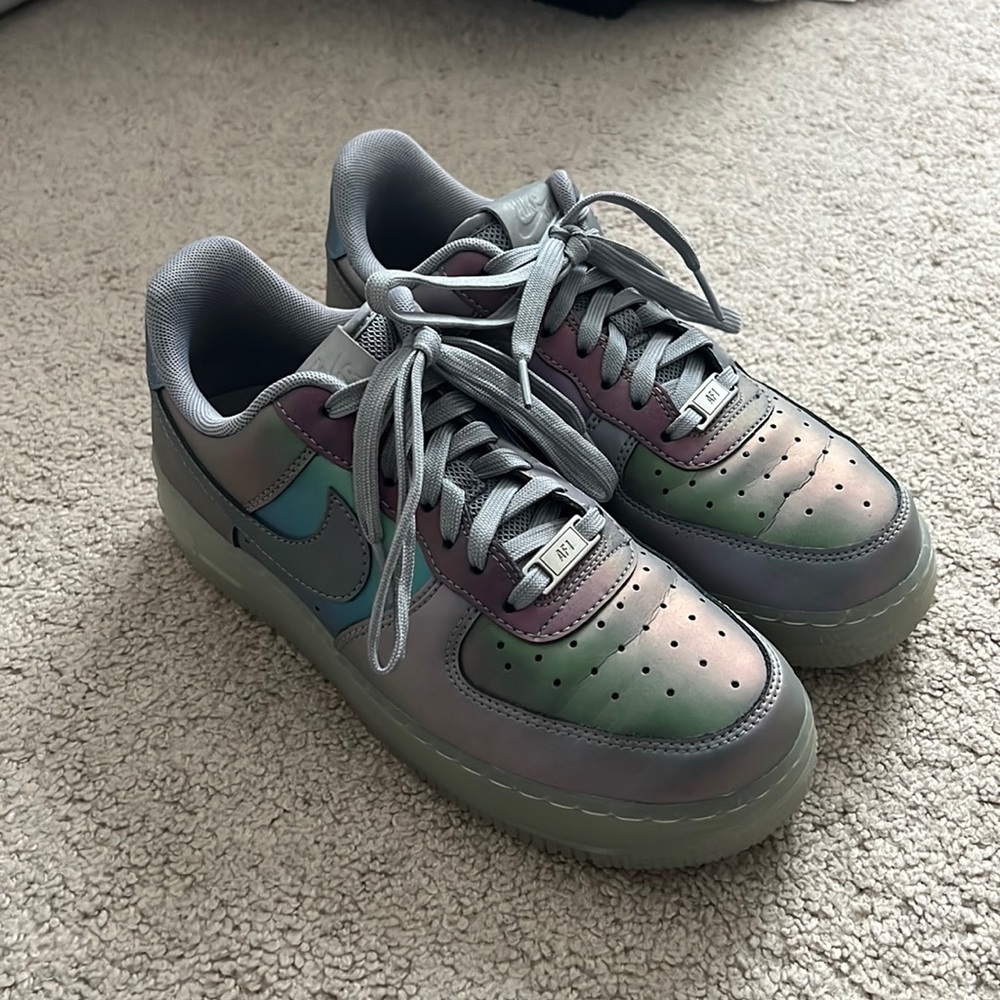 Size 6.5Y Iridescent Nike Air Forces